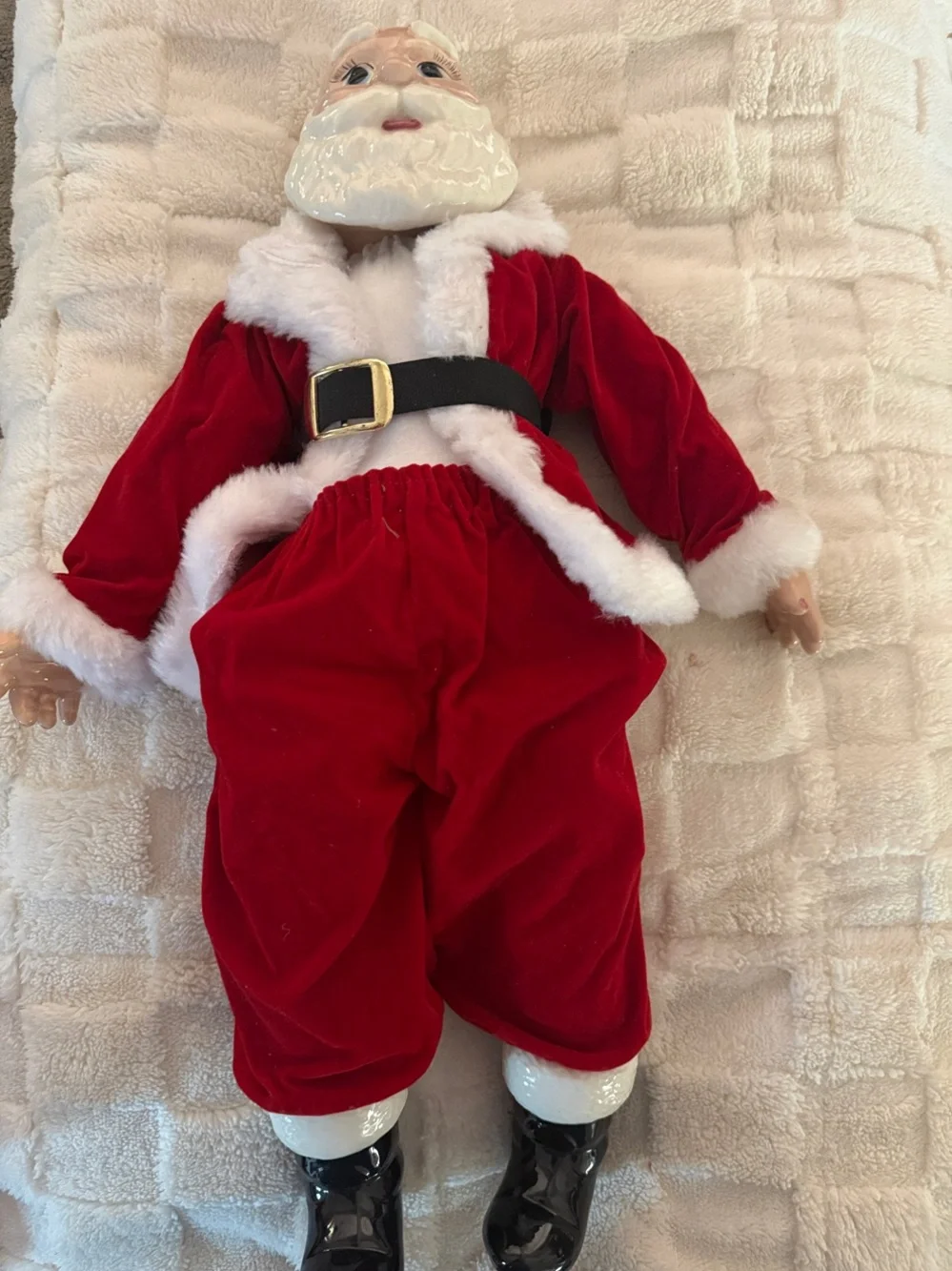 Vintage Santa & Mrs. Claus Christmas Dolls 15–17” Red Velvet Holiday Decor